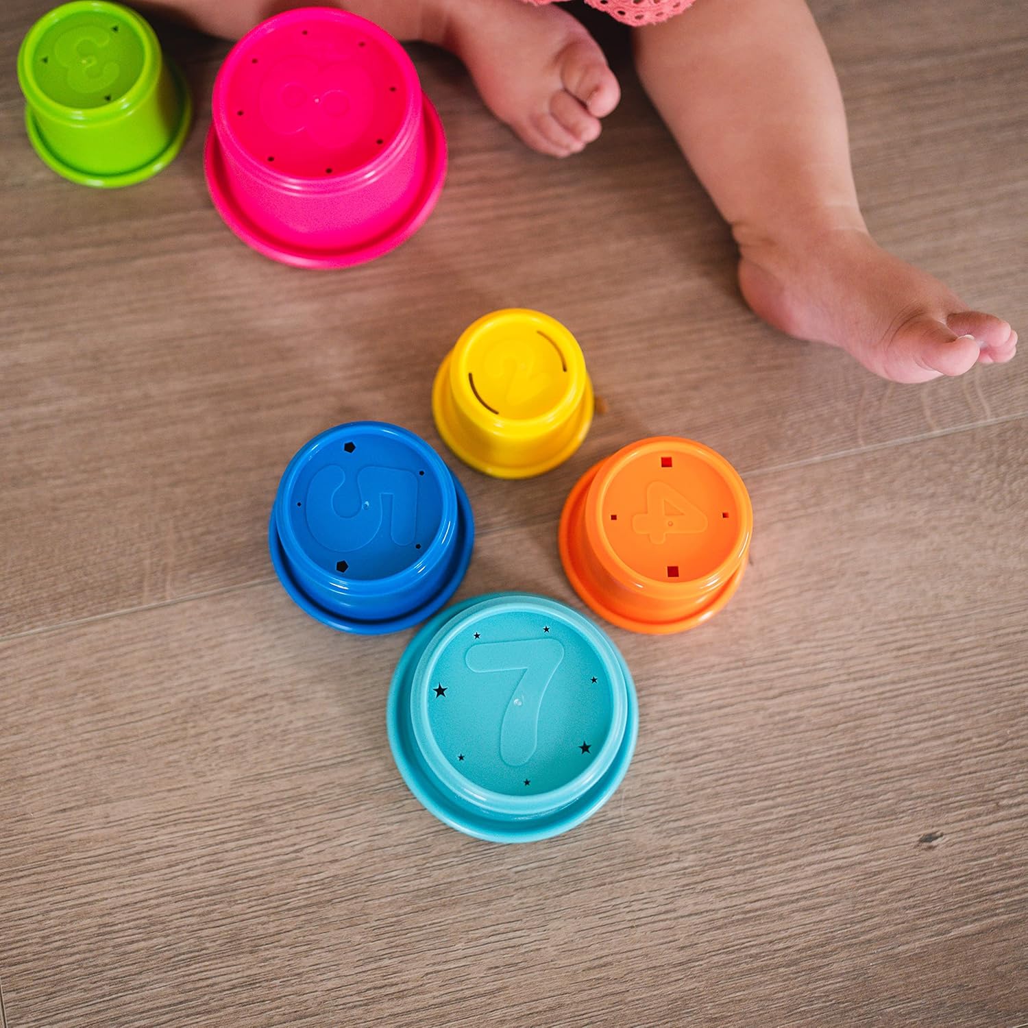 Stack & Count Stacking Cups - Colorful Baby Stacking Water Toys Set - Stackable Cups for Learning - Baby Bath Toys - Toddler Water Table Toys - 8 Count
