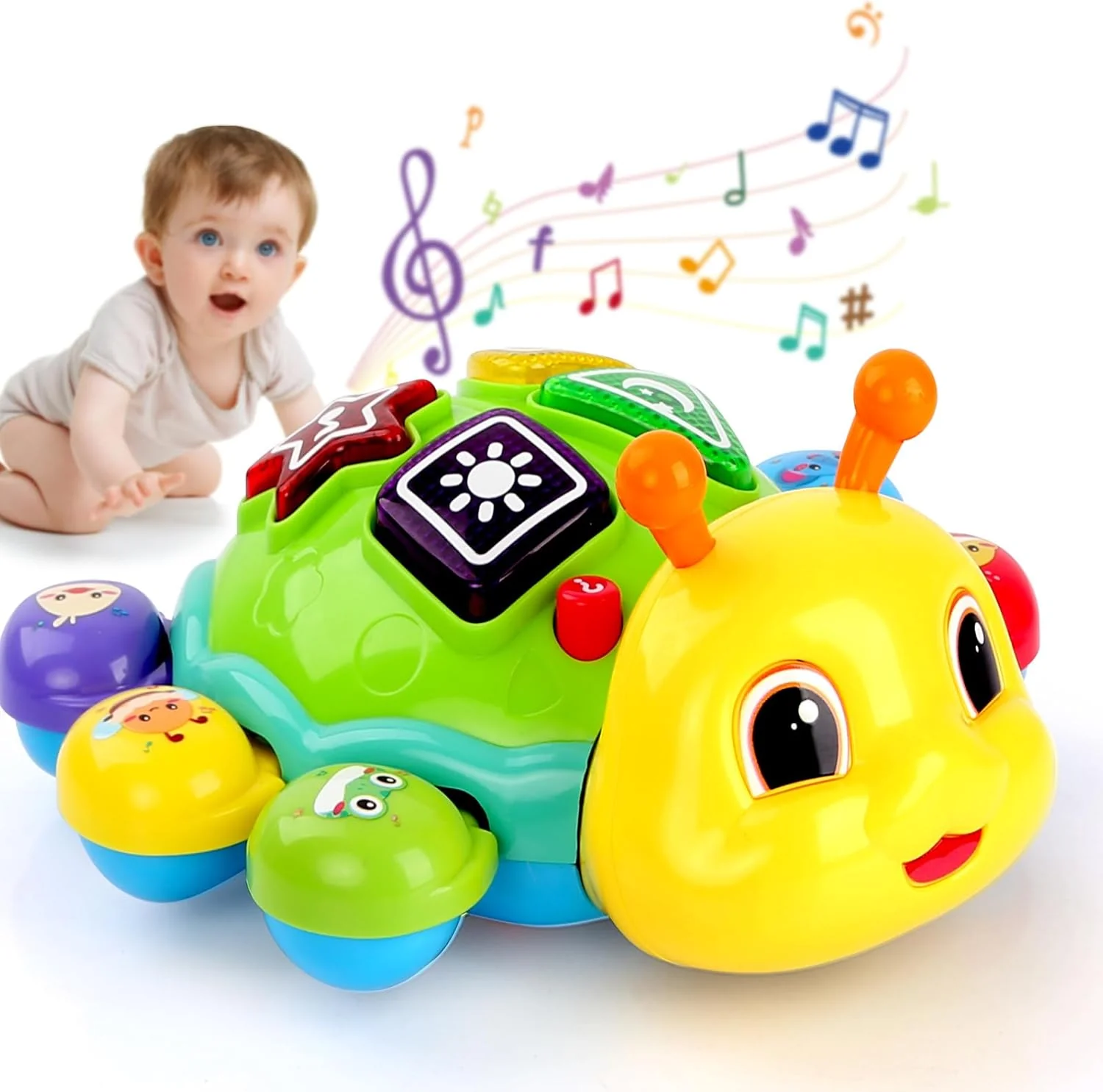 Musical Baby Toys, Infant Light up Music Toys Tummy Time Development, Crawling Toy for 6 7 8 9 10 11 12+ Month Old, Christmas Birthday Gifts for Babies Boys