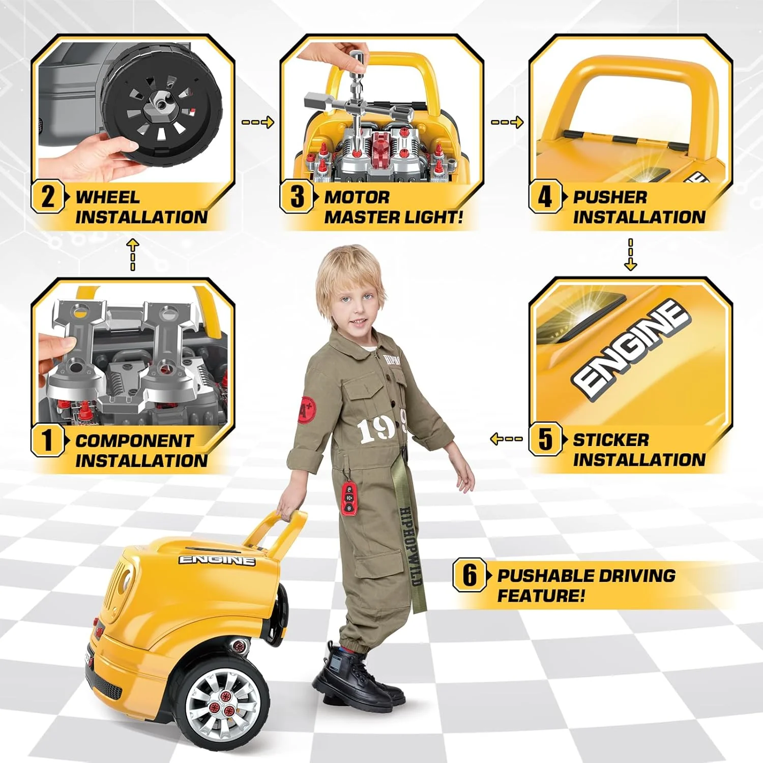 Toys Gifts for 3 4 5 6 7 8 Years Old Boys, Large Truck Engine, Mechanic Repair Set for Kids, Big Truck Builder Kit, Take Apart Motor Vehicle Play Car Service Station, for Kids