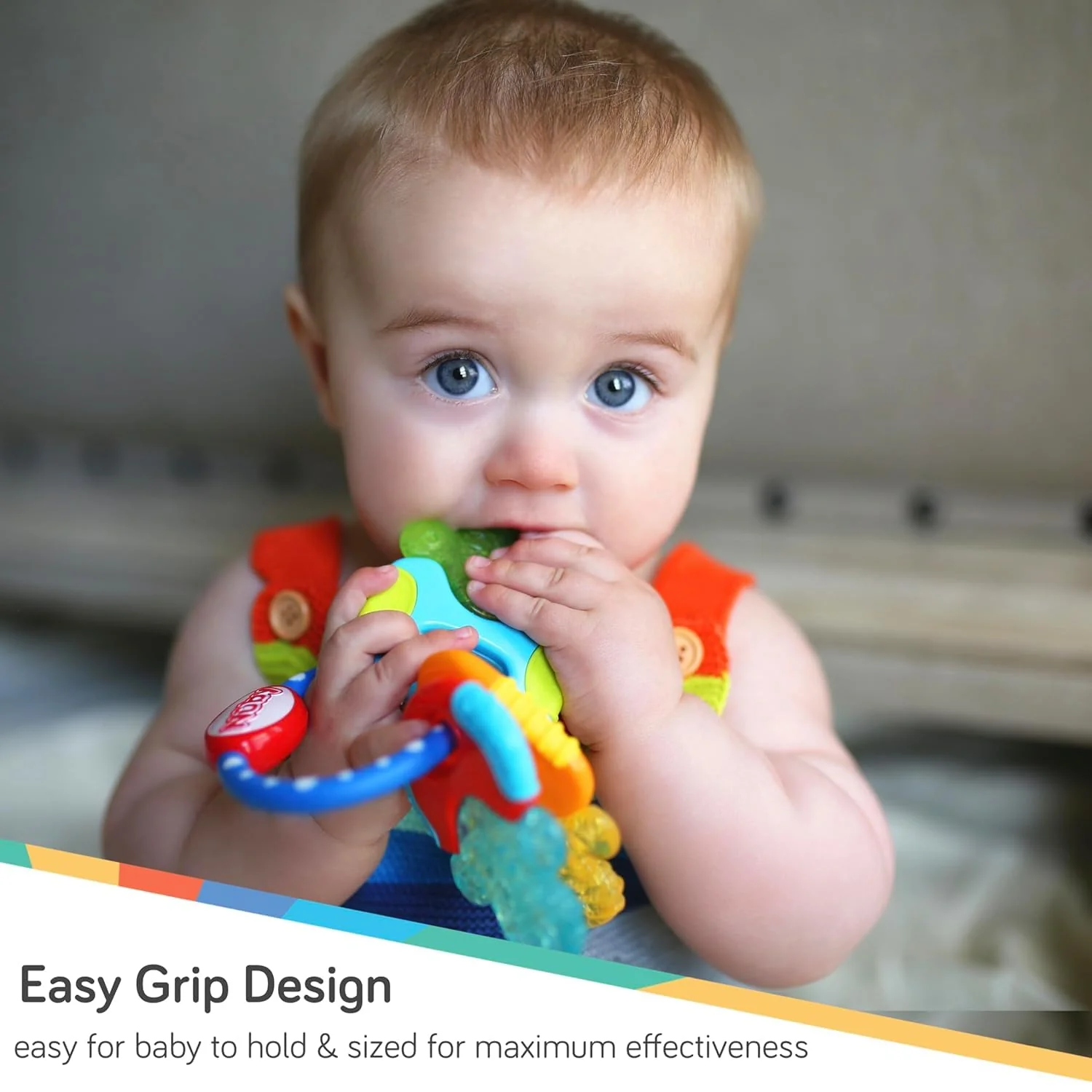 Ice Gel Teether Keys - Silicone Soothing Baby Teether Toys for Infants - Gentle for Sore Gums Colorful and Fun Toys - Safe and Durable Infant Baby Teething Toy - Blue